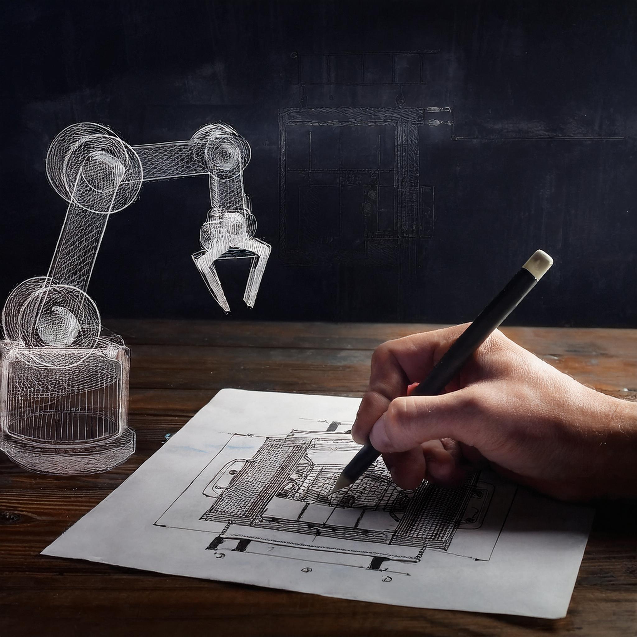 Pencil Drawing Schematics for Automated Robot Hand