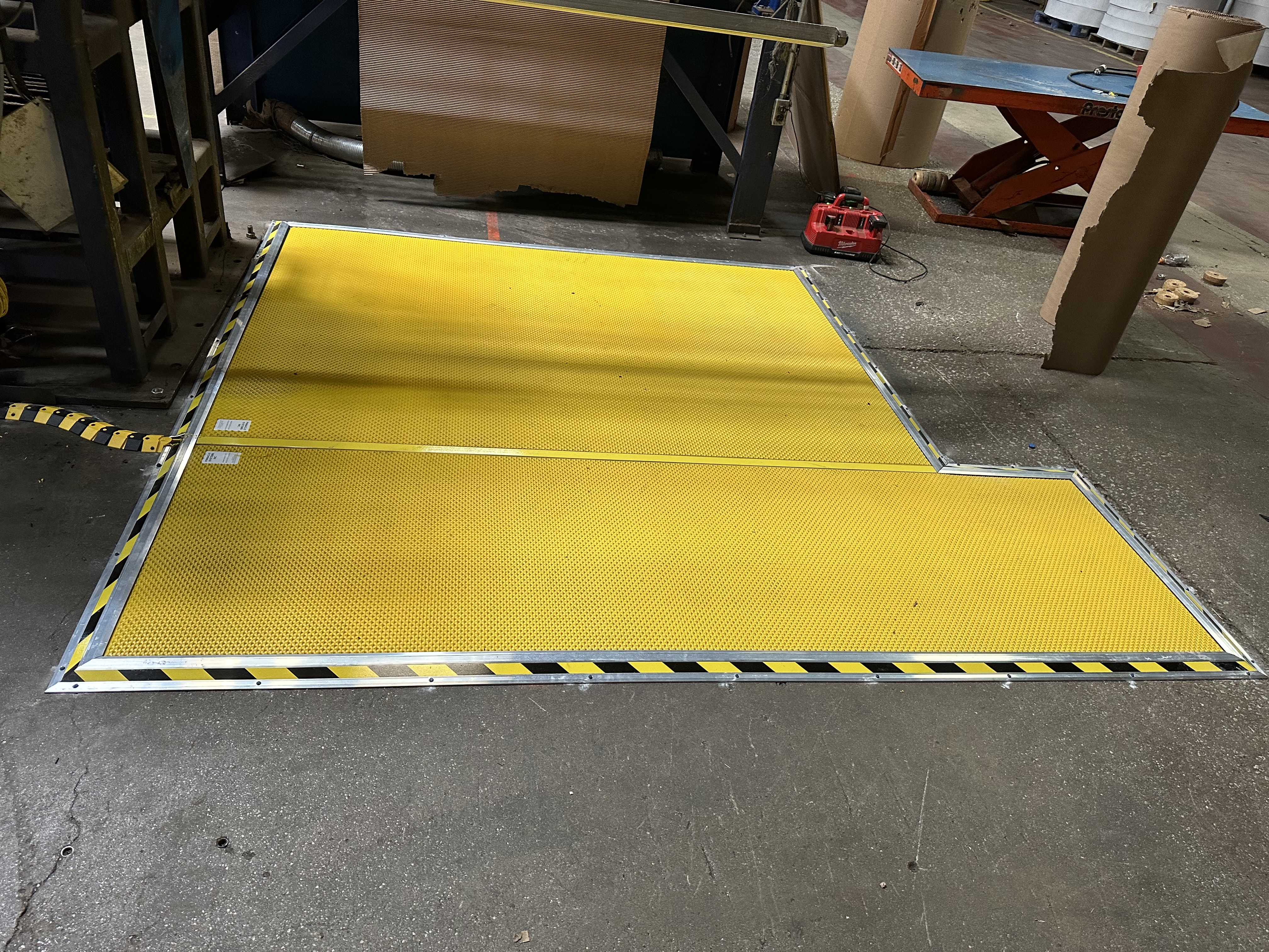 Large custom safety mat with a trim kit