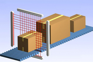 Boxes on a conveyer belt with a visual inspection tool