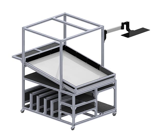 Lean assembly flow systems, modular roller conveyor presentation, lean material handling systems
