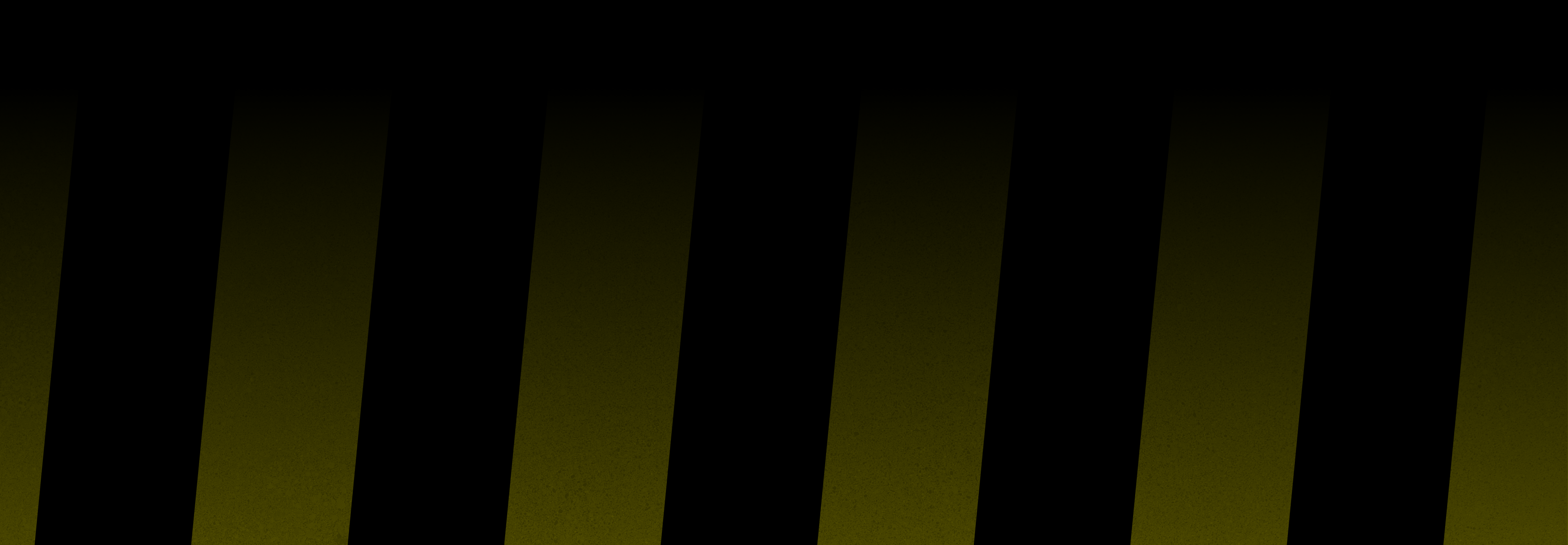 Black textured background with yellow safety stripes pattern.