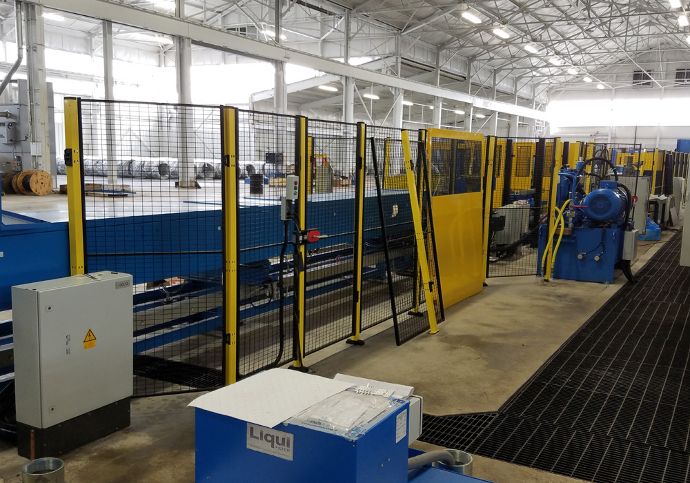 Perimeter fencing for a PVC pipe production line