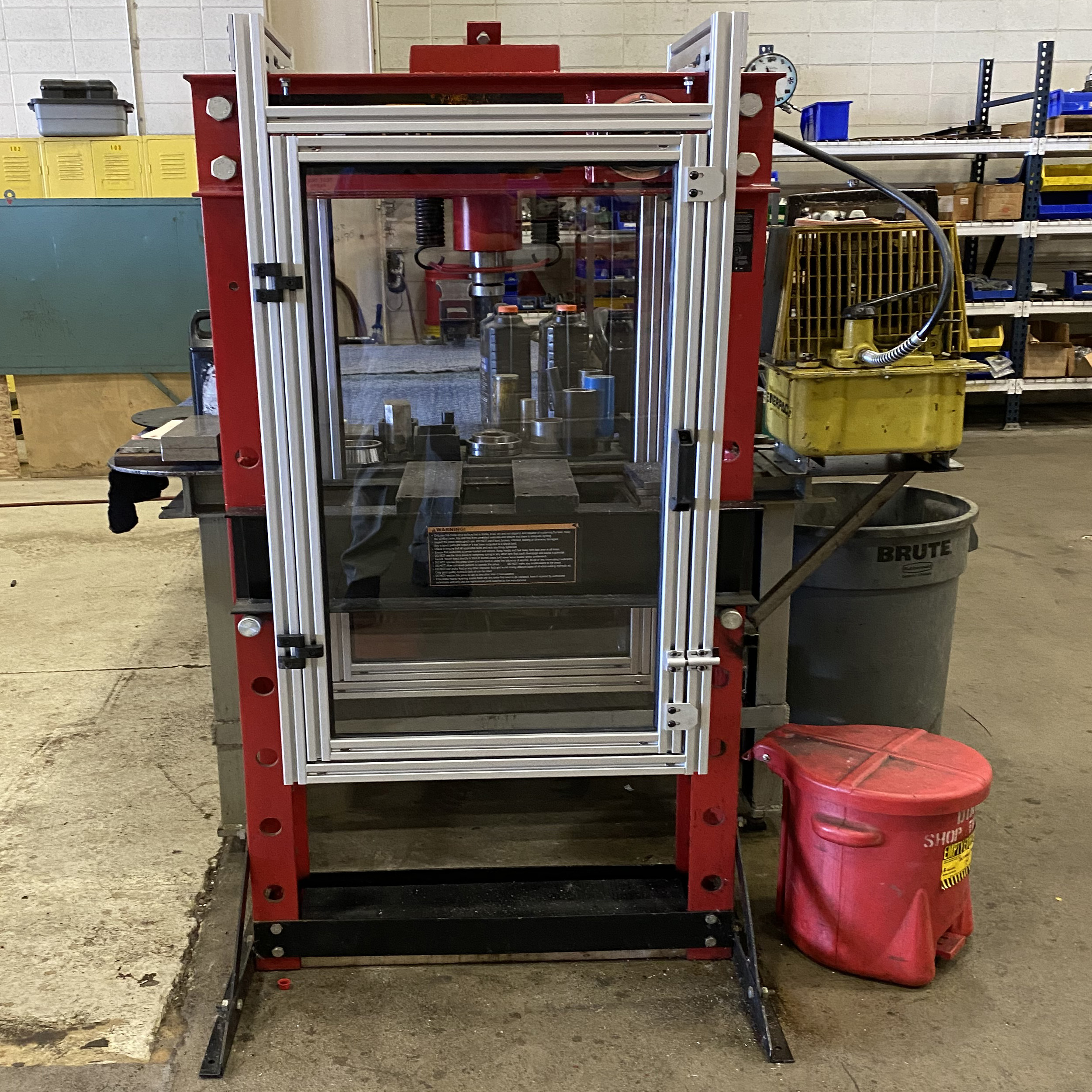 Shop press with guard doors